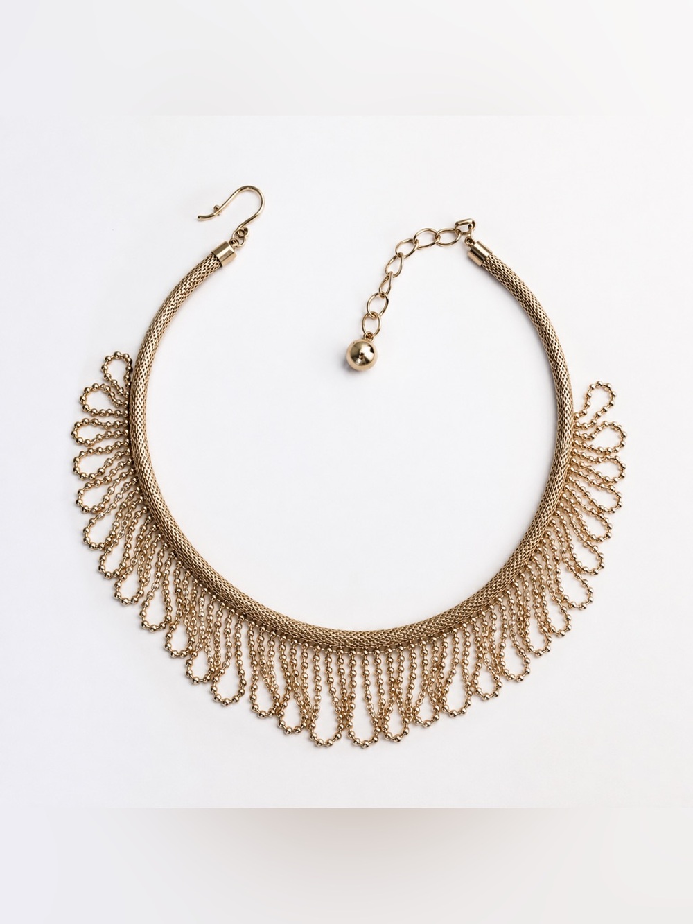 Gold choker necklace with chain detail
